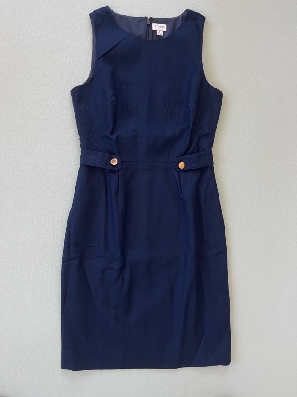 J Crew Navy Sheath Dress with Waist Tabs Sz 2